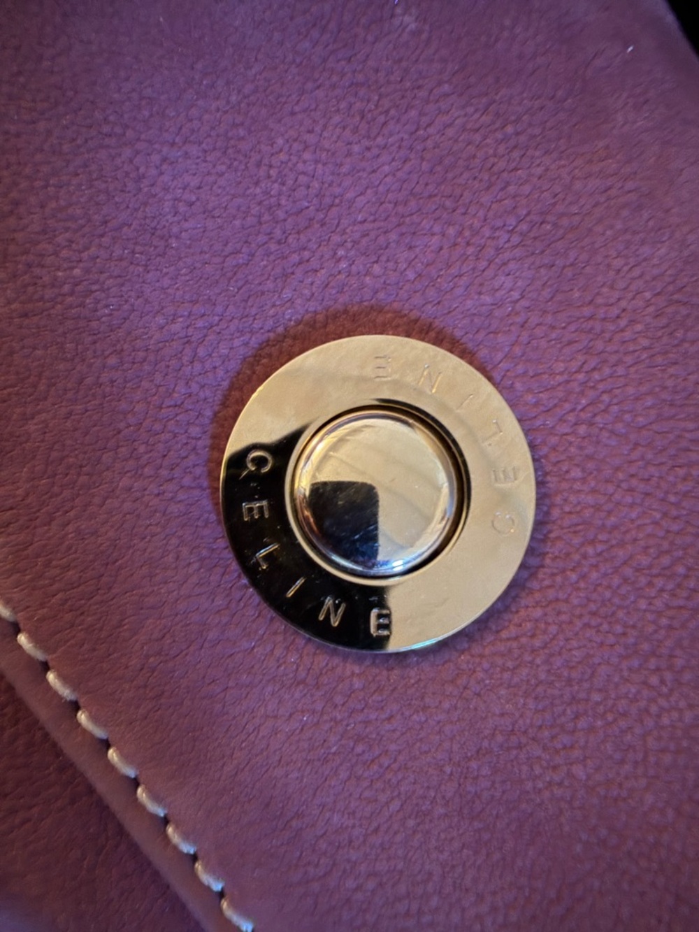 Celine Suede Satchel Handbag in Plum - Picture 7 of 14